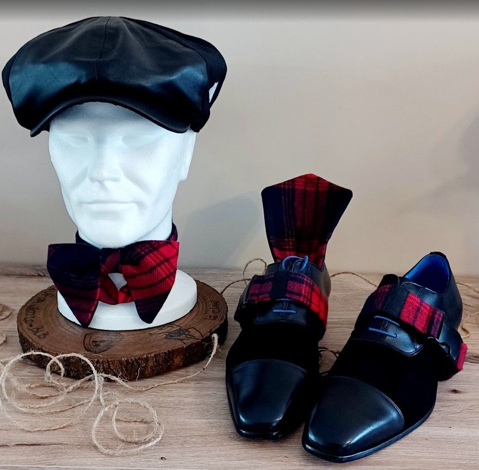 Ensemble d’accessoires de mode haut de gamme pour homme : chapeau élégant, nœud papillon, pochette de veste et serre-chaussures assortis – Mufuankolo-blb 1912"