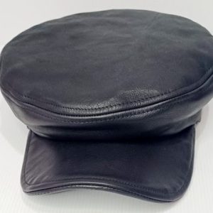 Casquette en cuir noir Unisexe Taille M – Pièce unique fabriquée en France – Mufuankolo