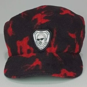 Casquette Octogonale Unisexe  en Laine mélangée fond Noir avec motif en jacquard hirondelle Rouge
