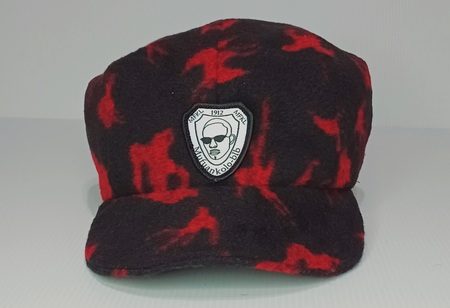 Casquette Octogonale Unisexe en Laine mélangée fond Noir avec motif en jacquard hirondelle Rouge